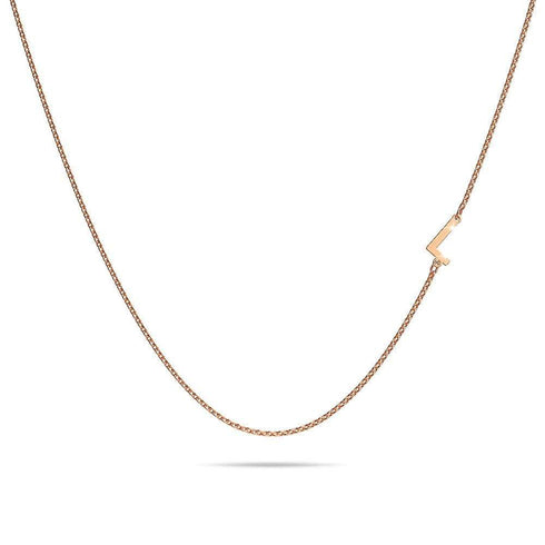 Bold Alphabet Letter Initial Charm Necklace in Rose Gold Tone